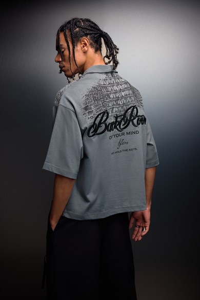 Erkek Füme Backroom Box Fit Polo Yaka Tshirt