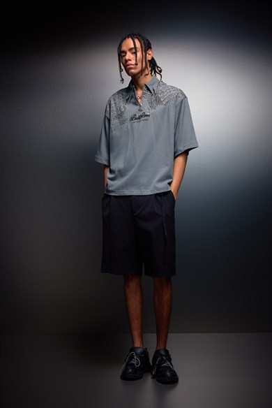 Erkek Füme Backroom Box Fit Polo Yaka Tshirt