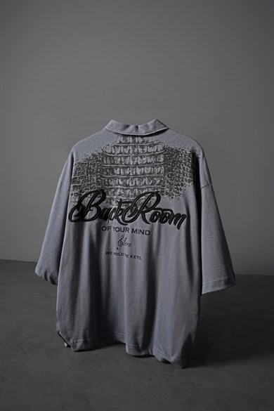 Erkek Füme Backroom Box Fit Polo Yaka Tshirt