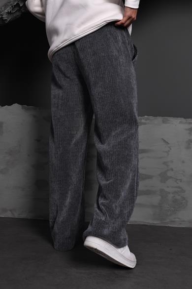 Erkek Füme Baggy Kadife Kumaş Pantolon