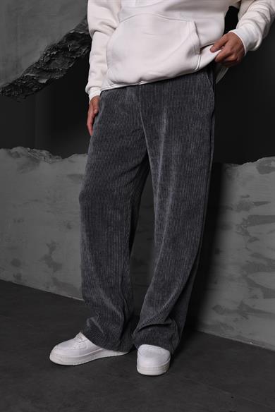 Erkek Füme Baggy Kadife Kumaş Pantolon