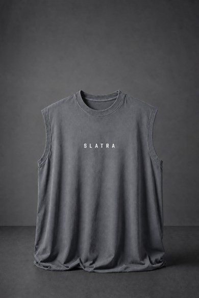 Erkek Füme Basic Sıfır Kol Oversize Atlet