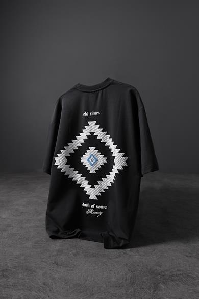 Erkek Füme Memory Lego Kabartma Baskılı Oversize Tshirt