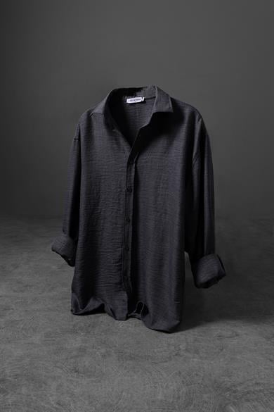 Erkek Füme Oversize Sofia İnce Keten Gömlek