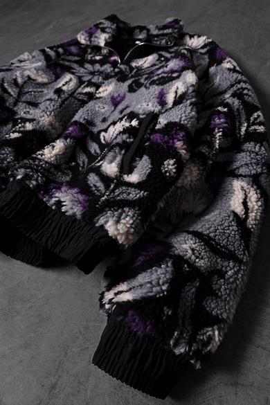 Erkek Garnili Full Zip Astarlı Oversize Peluş Sweatshirt