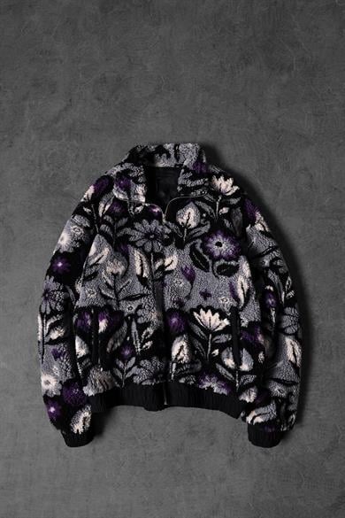 Erkek Garnili Full Zip Astarlı Oversize Peluş Sweatshirt