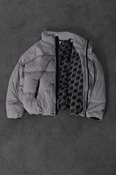 Erkek Gri All Oversize Şişme Mont