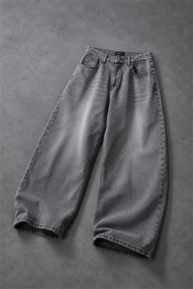 Erkek Gri Baggy Denim Pantolon