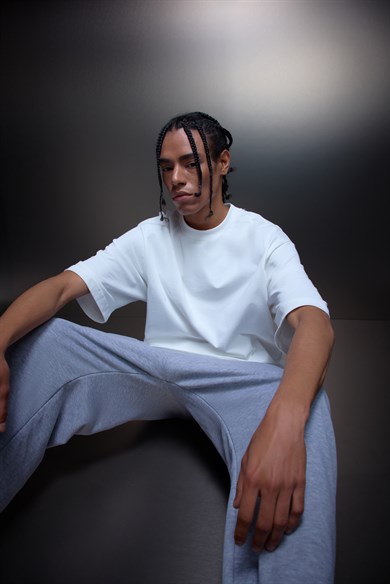 Erkek Gri Basic Baggy Eşofman