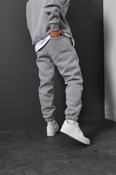 Erkek Gri Basic Paça Lastikli Eşofman