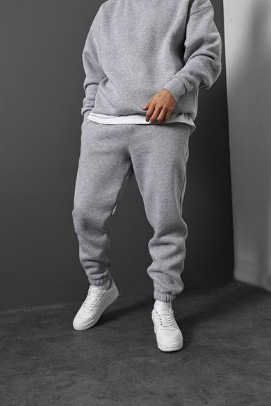 Erkek Gri Basic Paça Lastikli Eşofman