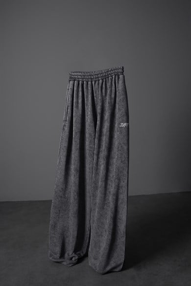 Erkek Gri Basic Yıkama Efektli Baggy Eşofman