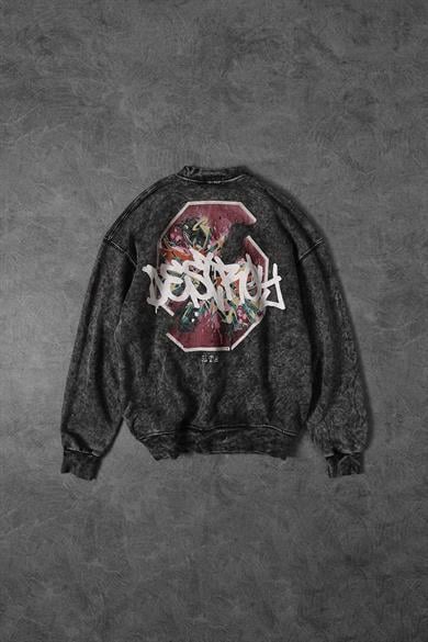 Erkek Gri Desire Yıkamalı Bisiklet Yaka Oversize Sweatshirt