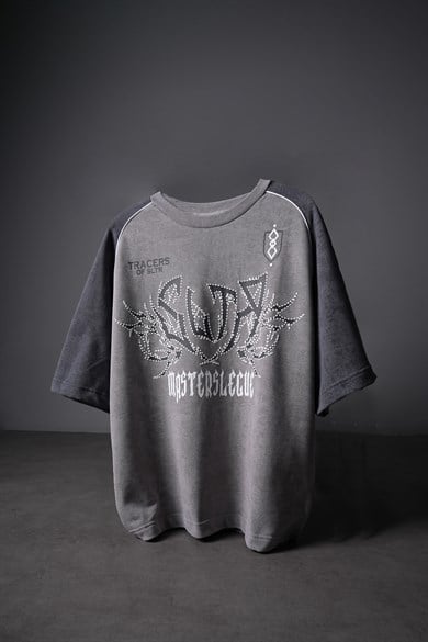 Erkek Gri Masters Baskılı Yıkama Efektli Oversize Tshirt