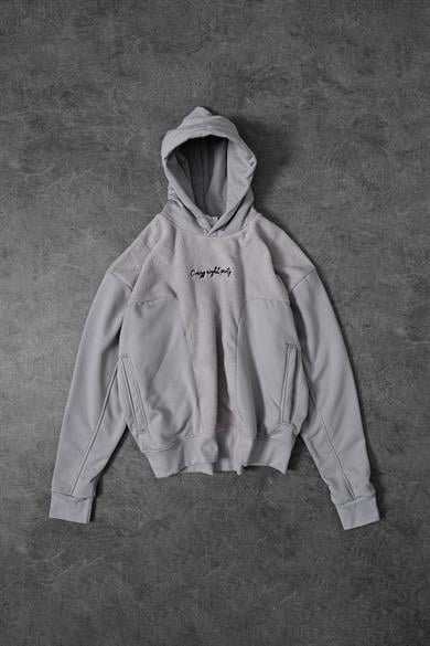 Erkek Gri Night Party Peluş Sweatshirt