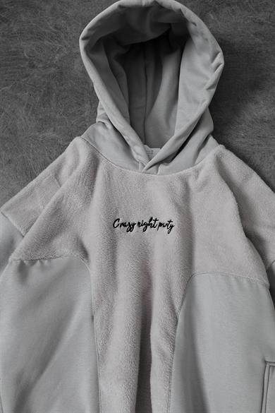 Erkek Gri Night Party Peluş Sweatshirt