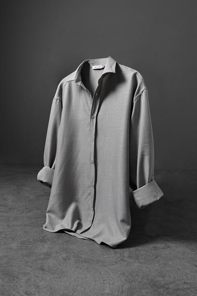 Erkek Gri Oversize Sofia İnce Keten Gömlek