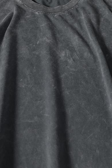 Erkek Gri Özel Yıkamalı Kumaş Oversize Tshirt