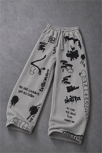 Erkek Gri S Grafiti Baggy Eşofman