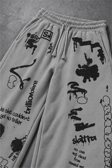 Erkek Gri S Grafiti Baggy Eşofman