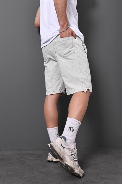 Erkek Gri Summer Studios Nakışlı Yıkamalı Regular Kalıp Şort