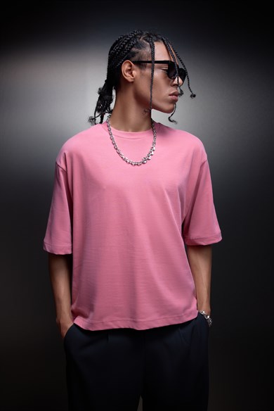 Erkek Gül Boxy Fit Basic Tshirt