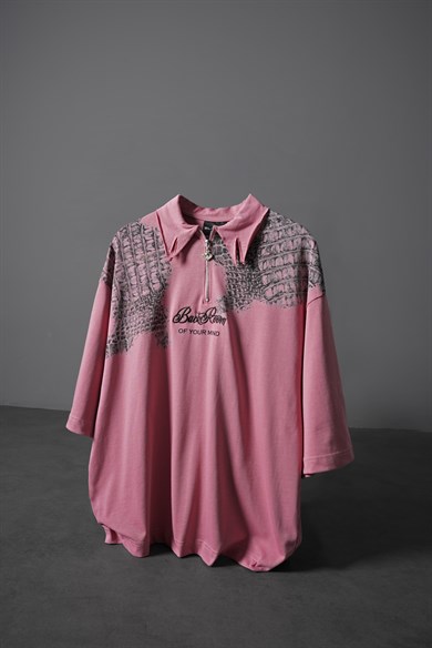 Erkek Gül Kurusu Backroom Box Fit Polo Yaka Tshirt