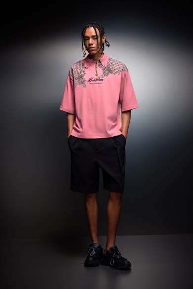 Erkek Gül Kurusu Backroom Box Fit Polo Yaka Tshirt