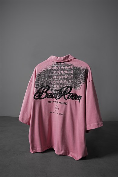 Erkek Gül Kurusu Backroom Box Fit Polo Yaka Tshirt