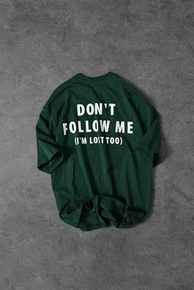 Erkek Haki Lost Kabartma Baskılı Oversize Tshirt