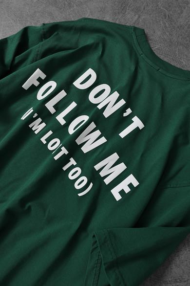 Erkek Haki Lost Kabartma Baskılı Oversize Tshirt