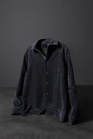 Erkek Füme Oversize Kadife Kumaş Gömlek