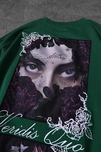 Erkek Haki Veridis Quo Patch Nakışlı Oversize Tshirt