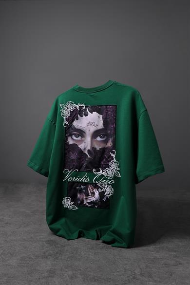 Erkek Haki Veridis Quo Patch Nakışlı Oversize Tshirt
