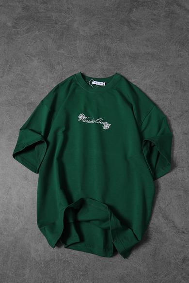 Erkek Haki Veridis Quo Patch Nakışlı Oversize Tshirt