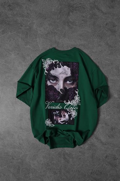 Erkek Haki Veridis Quo Patch Nakışlı Oversize Tshirt