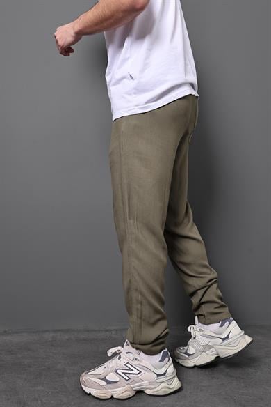 Erkek Haki Viskon Regular Fit Pantolon