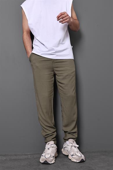 Erkek Haki Viskon Regular Fit Pantolon