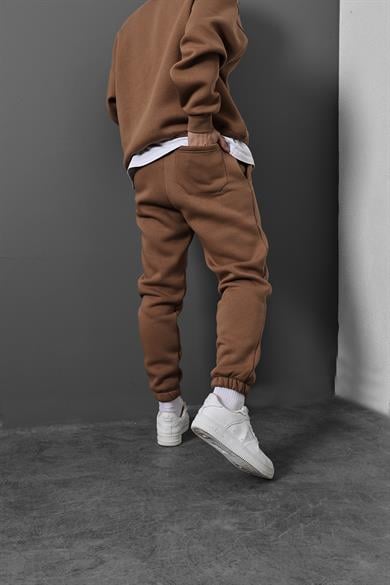 Erkek Kahve Basic Paça Lastikli Eşofman