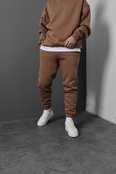 Erkek Kahve Basic Paça Lastikli Eşofman