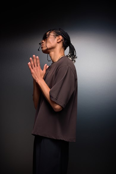 Erkek Kahverengi Boxy Fit Basic Tshirt