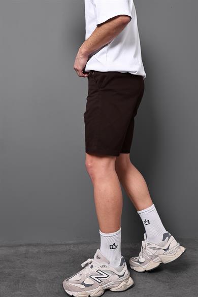Erkek Kahverengi İnce Gabardin Regular Kalıp Şort