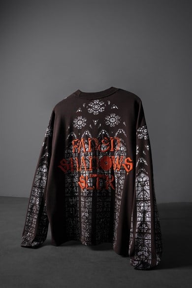 Erkek Kahverengi Shadow Of Sltr Boxy Fit Uzun Kollu Tshirt
