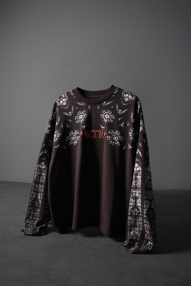 Erkek Kahverengi Shadow Of Sltr Boxy Fit Uzun Kollu Tshirt