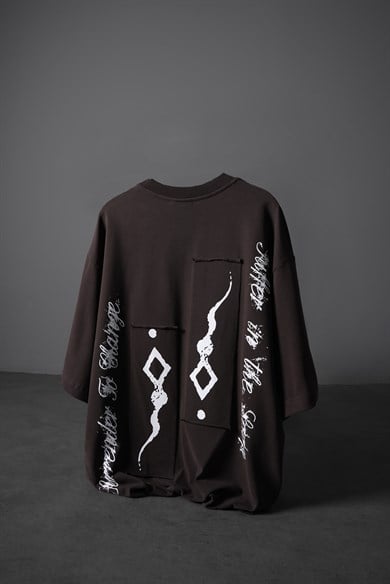 Erkek Kahverengi Suffer Patch Oversize Tshirt