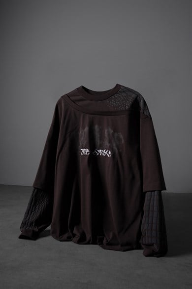 Erkek Kahverengi Symphony Of Shadow Oversize Uzun Kollu Tshirt