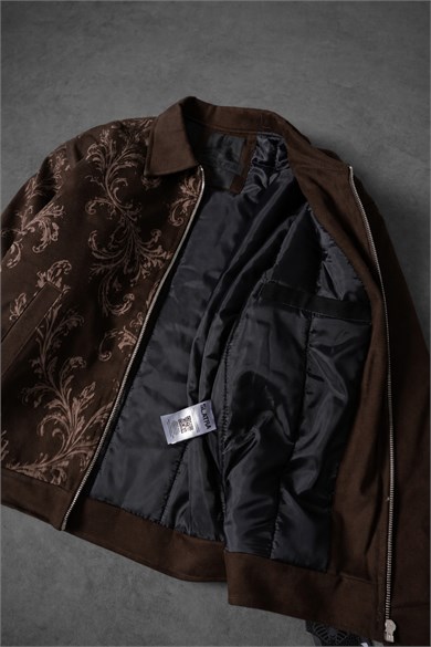 Erkek Kahverengi Timeless Form Nakışlı Boxy Fit Ceket