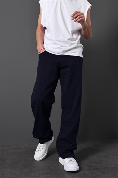 Erkek Lacivert Baggy Gabardin Kumaş Pantolon