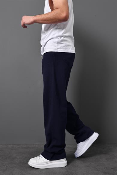Erkek Lacivert Baggy Gabardin Kumaş Pantolon