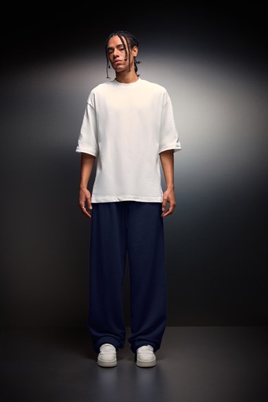 Erkek Lacivert Basic Baggy Eşofman